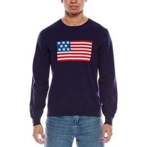 Brodie Cashmere Mens  American Flag Wool & Cashmere-Blend Crewneck Sweater
